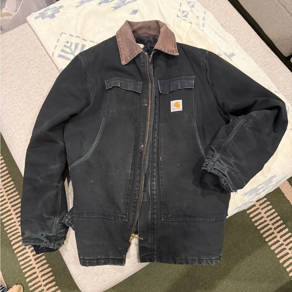 Carhartt Vintage Men's Arctic Jacket - Black with Brown Collar